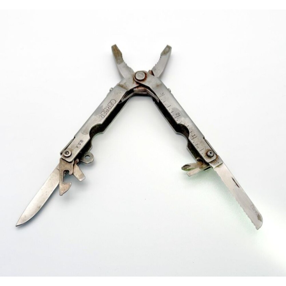 Gerber USA Vintage Multi-Tool Pliers w/ Knife, Saw, File & Ruler – Made in USA